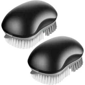 Household Fruit & Vegetable Cleaning Brush Set, 2-Pack Lightweight Design, Soft Bristles, Non-Slip Handle, Black, for Kitchen Use