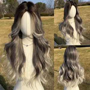 SMILCO/28Inch Ombre Gray Loose Wave Without Bangs | SM1623