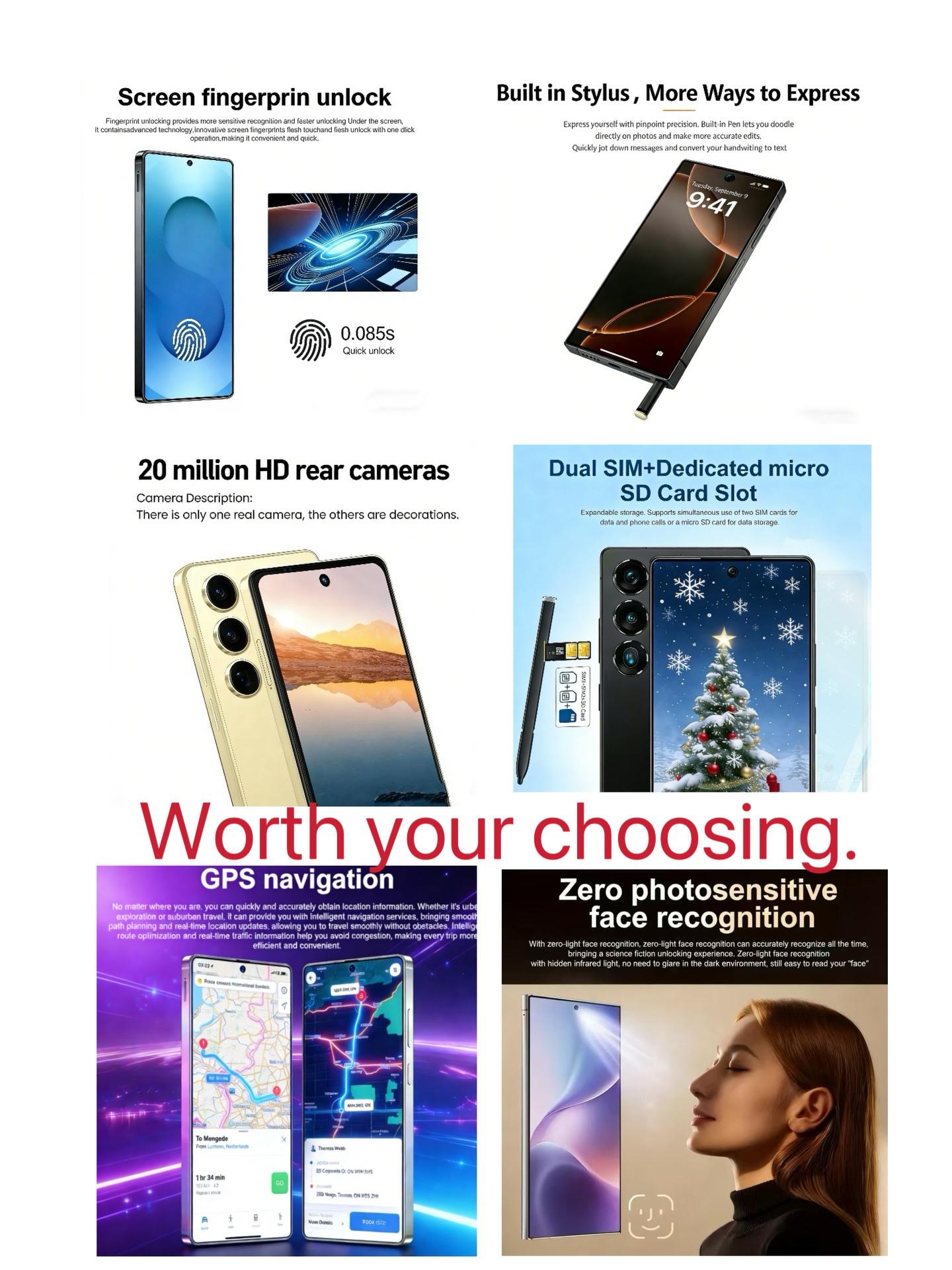 Unlock this 6.6-inch dual-SIM smartphone with a large screen, featuring a hidden stylus, an octa-core processor, a 8+20MP high-definition camera, 8+256GB.Buy a mobile phone and get a fashionable sports watch for free.