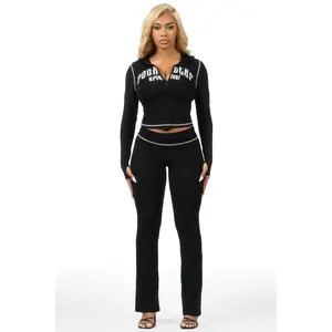 Zyriah Black Rhinestone Lounge Trackset