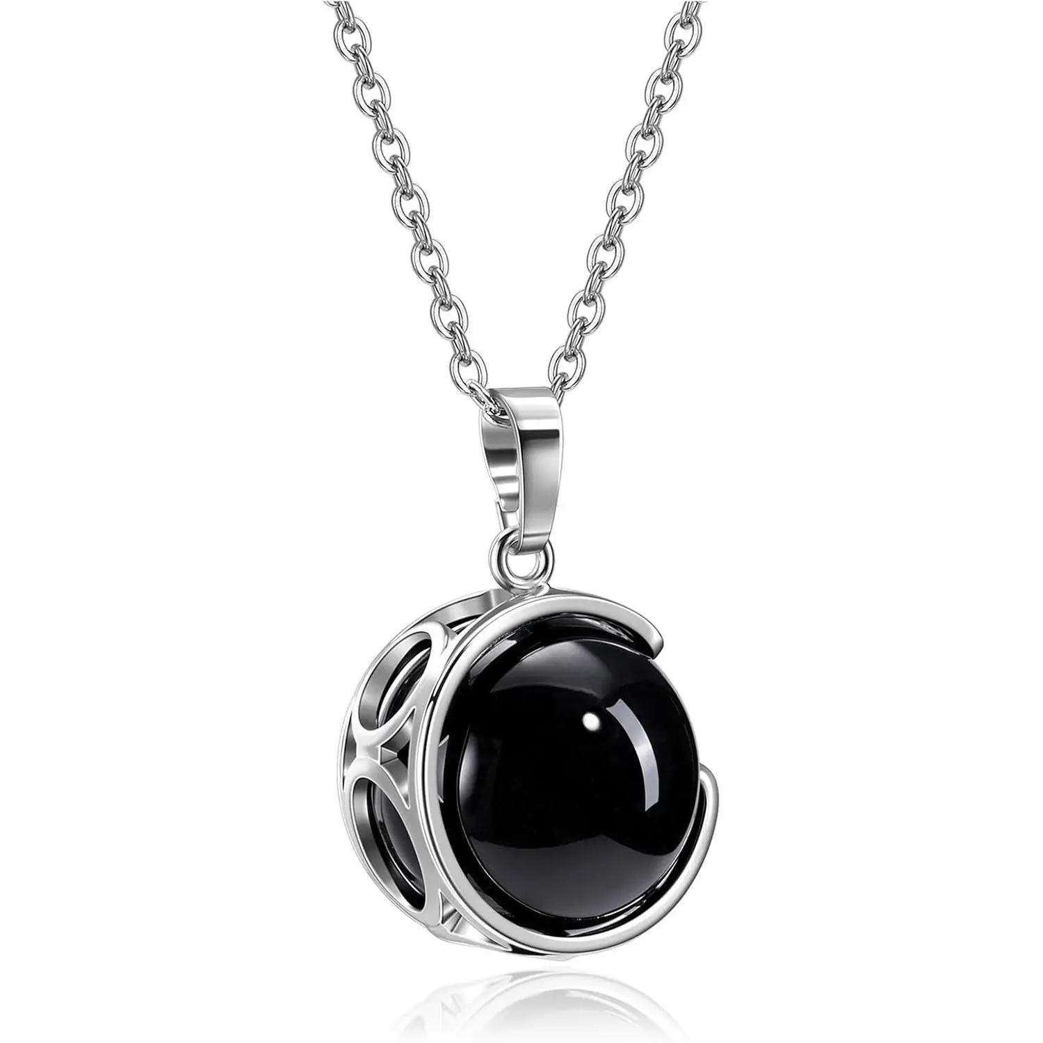 Amethyst Healing Crystal Stone Necklace Round Ball Rotating Natural Gemstone Pendant Necklace for Women Purple Energy Jewelry Christmas Gifts