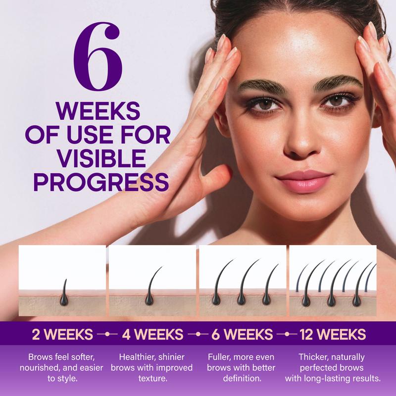 Enhancing Brow Serum for Eyebrow Growth with Keratin & Biotin Peptides, Hyaluronic Acid, Creatine, and Castor Oil for Fuller, Thicker Brows, Strength & Nourishment Treatment, Non-Irritating Vegan, 8ml