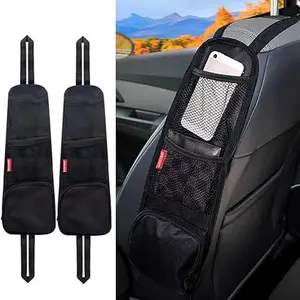 Car Seat Side Organizer Auto Seat Storage Hanging Bag with Mesh & Zippered Pockets for Cars SUV Truck Easy Setup Durable 600D Oxford Fabric