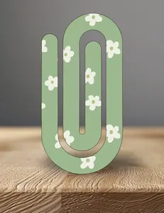 Green and White Flowers Paper Clip