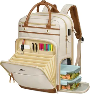 MATEIN Laptop Backpack Tote for Women, Stylish 15.6 Inch Work & Travel Bag with Detachable Insulated Lunch Compartment, TSA Friendly, Laptop Travel Bag, Working Bag