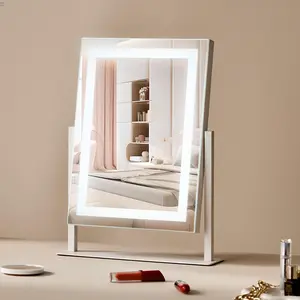 VEVOR Vanity Mirror with Lights, TikTokShopBlackFriday, Three Color Lighting Modes, Lighted Makeup LED Mirror, and 5X Magnification Mirror, Smart Touch Control, 360°Rotation (16.1x11.8 in, White)