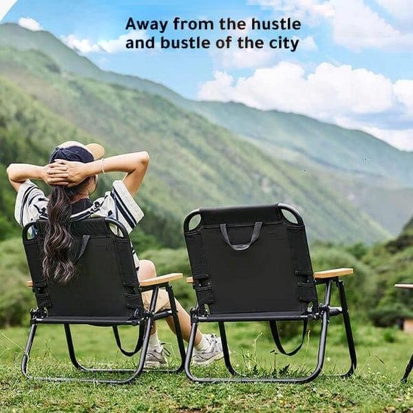 Must-Have Outdoor Essential! Durable Folding Chair with Wood Armrests | Lightweight & Space-Saving | Perfect for All Adventures