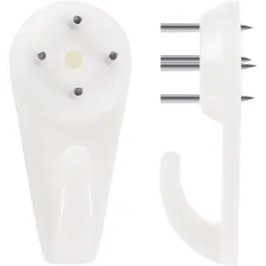50 PCS Picture Hangers Hanging Kit, Heavy Duty Hooks No Drilling for Stucco Concrete Hard Walls, Invisible Nails with 25 LBS Weight Load
