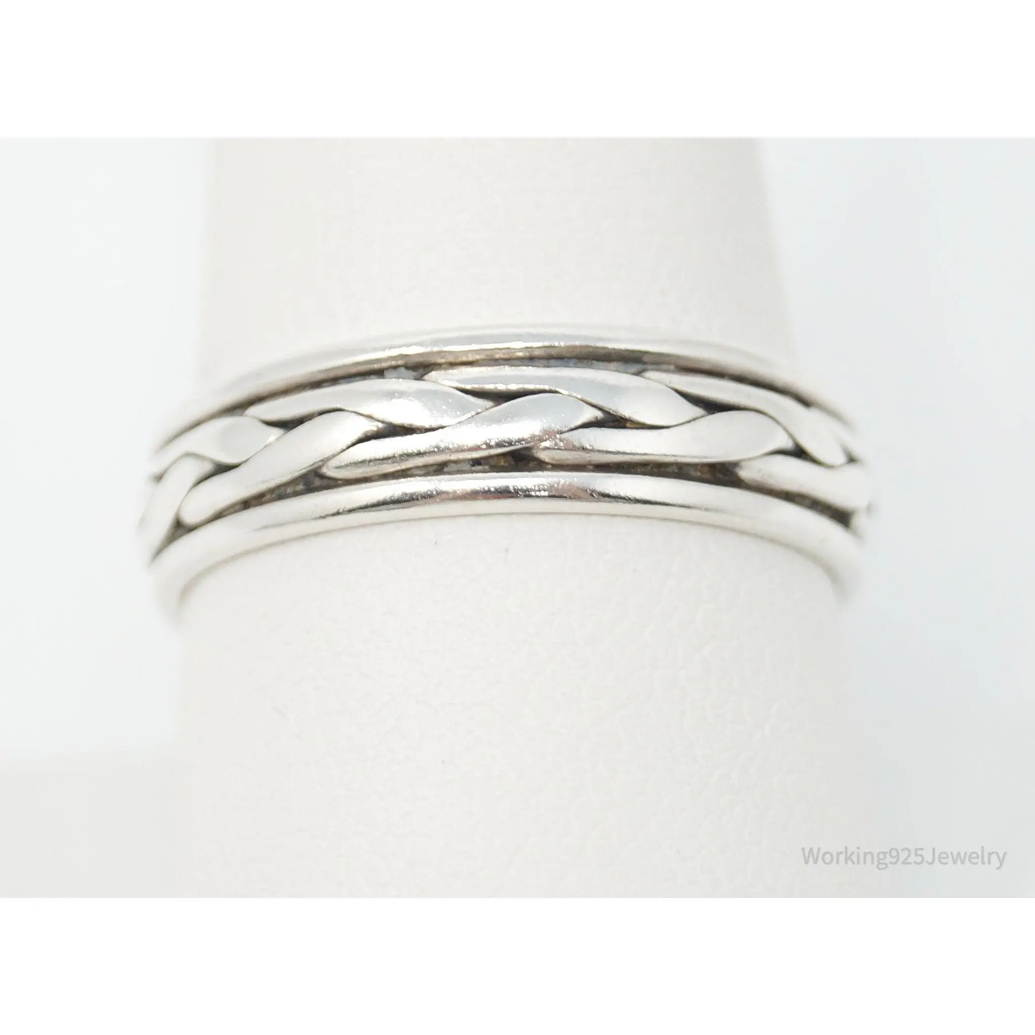 Vintage Weave Braid Rope Sterling Silver Band Ring - Size 11