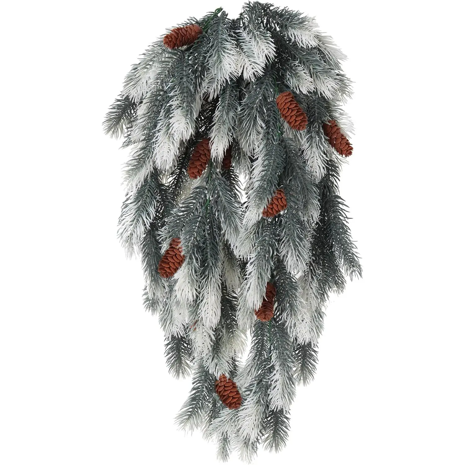 Hanging Artificial Greenery Artificial Pine Needle Branches Green Plant Pine Needle Accessories Faux Outdoor Plants Hanging Teardrop Christmas swags for Christmas Home Decoration(White/Green/Light Green)