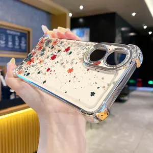 for OPPO A3X A2 A5 Pro A60 A18 A38 A57 A77 4G A78 A58 5G Beauty Flower Clear Plating Case Anti Drop Cover