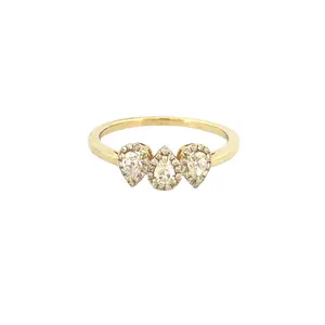 14K Gold Alternate Three Pear Diamond Band