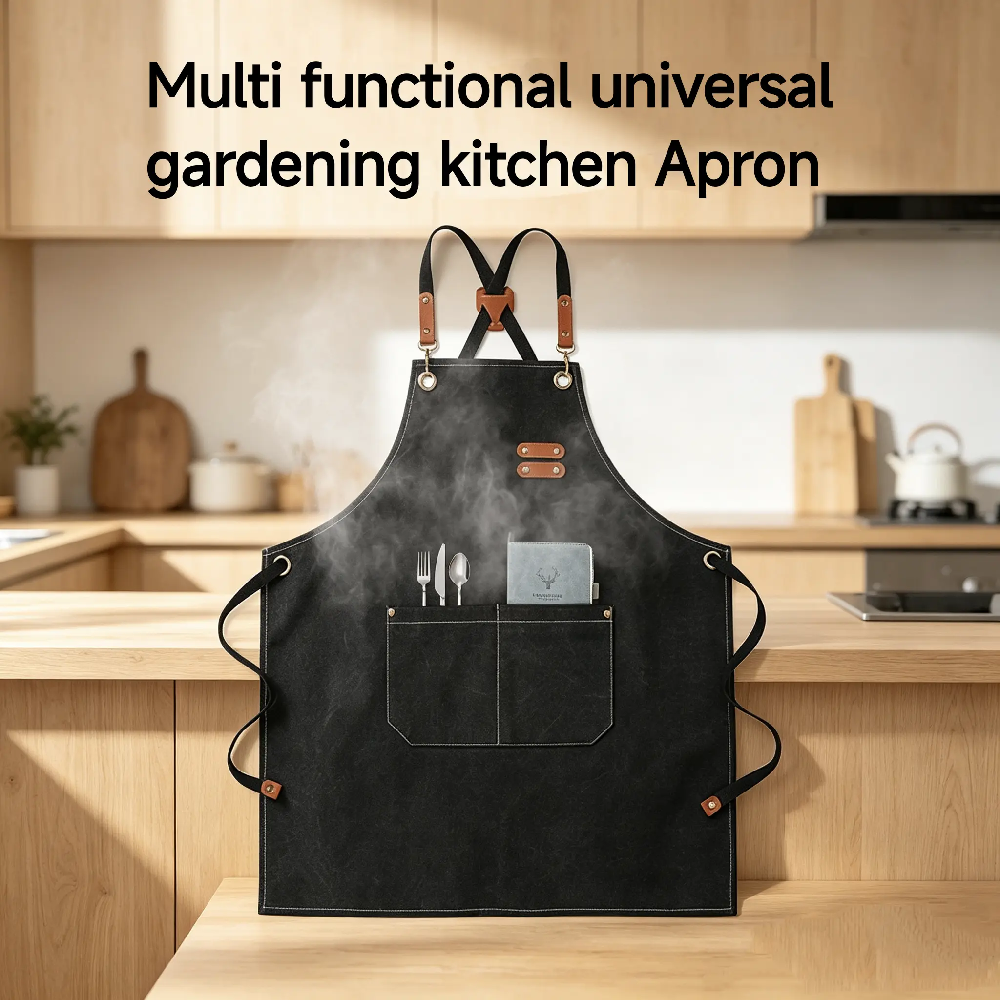 Modest Multi-Functional Universal Canvas Bib Apron for Men - 2 Front Pockets, Anti-Cross Back, Waterproof, Suitable for Cooking, Gardening, Home Supplies Accessory, Recycled Work Apron, Front Pockets Aprons,work apron