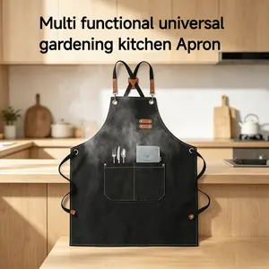Multi-Functional Universal Canvas Apron for Men and Women - 2 Pockets, Anti-Cross Back, Waterproof, Suitable for Cooking, Gardening, Home Supplies Accessory