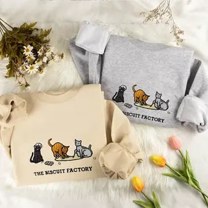 Cat Embroidered Sweatshirt, Cat Biscuit Sweatshirt, Black Cat Crewneck, Cat Peeking Sweatshirt, Gift for Cats Lover, Cat Mom Crewneck