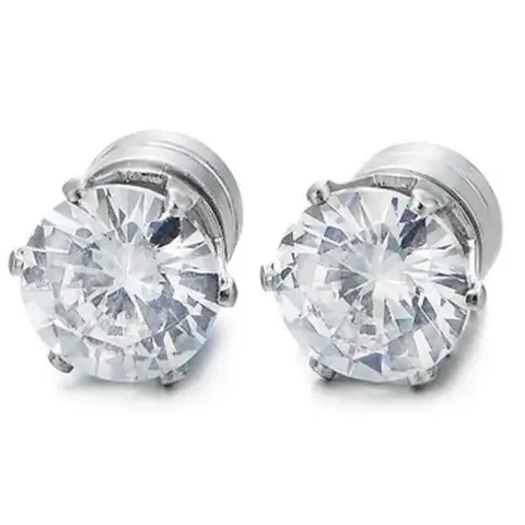 Magnetic  Earrings for Men, Stainless Steel Clip On Fake Earrings Non Pierced Magnet Nose Stud Piercings for Women, 6/8MM Simulated Diamond