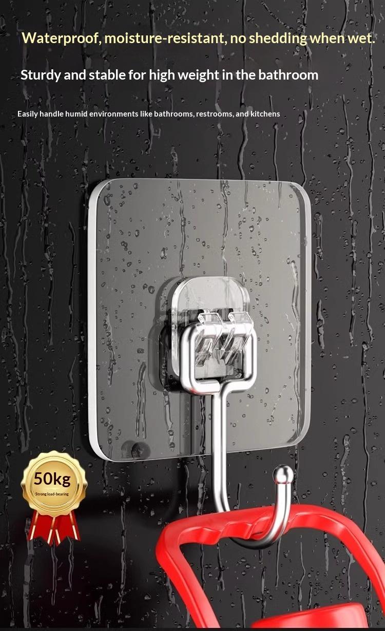 20 pieces per packStrong Adhesive Plastic Hook with Metal Durability – Gold Square Design for Bathroom, Kitchen, and Home Use