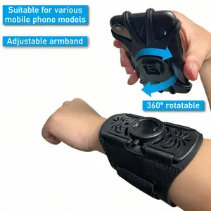 Wrist Phone Holder Detachable 360 Degree Rotation for iPhone 16-15-14-13-12-Pro-Pro Max-XS-XR-X-8-7-6 4.7-6.5 Inch Smartphones with Keychain Armband for Fitness Vests Training Jogging Equipment Training Active