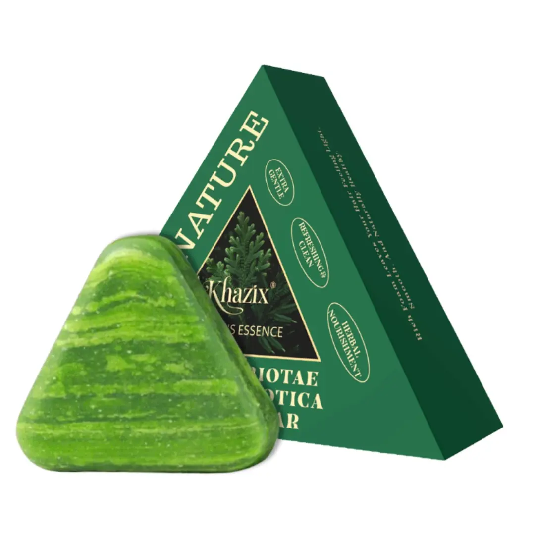 Triangle Soap Shampoo Infused Bar with Osmanthus Grass, Gentle Herbal Natural Cleansing Cleanser Fir Leaf Solid Haircare, Soothing and Strengthening for Men and Women
