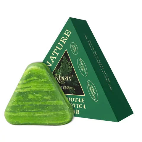 Triangle Soap Shampoo Infused Bar with Osmanthus Grass, Gentle Herbal Natural Cleansing Cleanser Fir Leaf Solid Haircare, Soothing and Strengthening for Men and Women