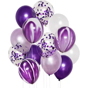 50 count 12 Inches  and White Balloons,  Confetti Balloons, Lavender Birthday Decorations, Balloon Garland Arch Graduation Party Supplies