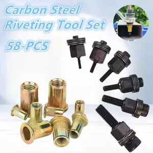 58-Piece Manual Riveting Tool Set, RAM-Type Rivet Nut Setter, Simple Manual Rivet Nut Gun for M3-M10 Nuts, Universal Metal Fastening Tool