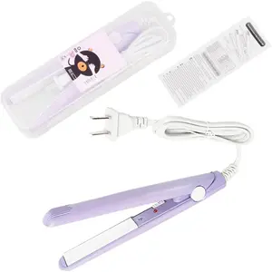Mini Hair Straightener 2 in 1 Straight and Curly Hair Flat Iron Ceramic Tourmaline Plate 100-240V 20W US Plug (Green)