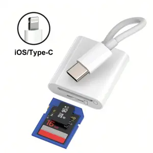 Dual Slot SD/TF Card Reader Adapter, Camera Viewer SD Card Adapter, Universal Portable Plug And Play Type-C/Lightning Port Compatible With IPhone 17/16/15/14/13/12/11/XS/8/7/6/IPad, And Other Smartphones/Cameras, Memory Card Reader