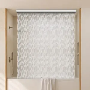Ceiling Mounted Rollup Bathroom Shower Curtain/Liner 56" Base - Up to 95" Long - Use for 9' Ceilings -  PEVA - Plastic Shower Curtains for Bathroom - No Rod, Hooks or Rings (Icicles)
