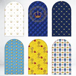 15-day Delivery Tufted Gold Crown Arch Backdrop Cover for Royal Theme Birthday and Wedding