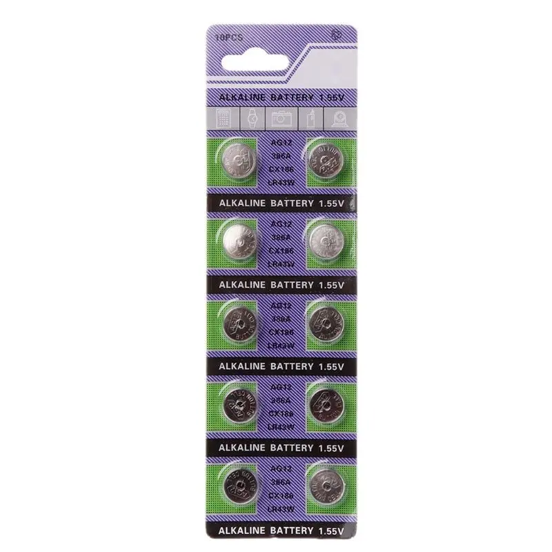 Ag12 Lr43 386 Sr43 1.5v Alkaline Button Battery, Replacement for Car Key Fob, Calculator, Watch, Small Electronics