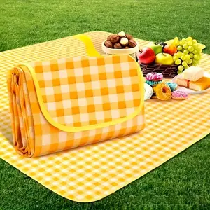 Sand Protection Picnic Blanket, and Plaid Design, Border, Foldable, Durable Non-Woven Fabric, Camping Essentials