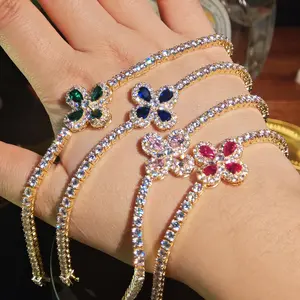 Elegant Clover Bracelet 7in For Women Daily Wearing Hypoallergenic Sparkling Charm Jewelry Accessories Birthday Valentine's Day Gift