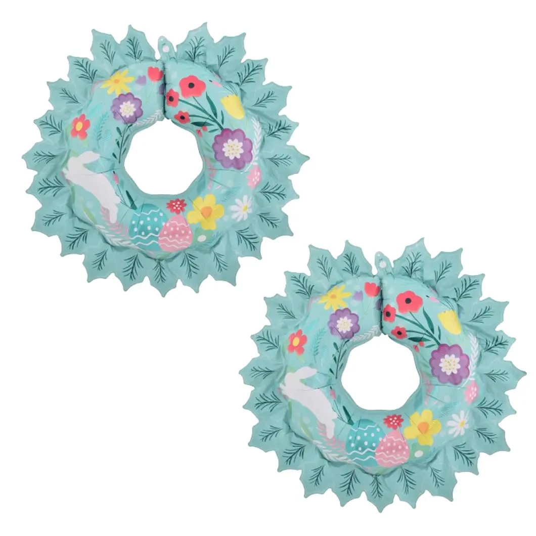 Easter Balloon Wreath Balloons Set for Easter Party Supplies Decorations Lovely Easter Day Wreath Foil Mylar Balloons Happy Easter Balloons Kits 2PCS