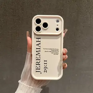 Bible verses pattern phone case, compatible with iPhone 17 Pro Max, 16 Pro Max, 15 Pro, 14, 13, 12, and 11.  Shockproof and drop-resistant phone case made of durable silicone material.