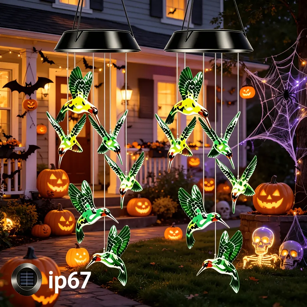 2026 New Solar Wind Chime Lights, Color-Changing Hummingbird Wind Chime Lights, IP67 Outdoor Decorative Lights for Courtyards, Decorative Gifts for Gardens, Balconies, Yards And Window Sills