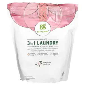 Grab Green 3-in-1 Laundry Powder Detergent Pods, Gardenia, 60 Loads, 2 lbs 2 oz (960 g)