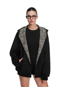 FDR Leopard Lounge Hoodie Crop Sweatsuit Sets Unisex Oversized Sweatshirt Baggy Fall Winter Fashion Sweatpants with Pockets Casual Baggy Jeans Stretchy Wide Leg for Women & Men #valentinesday #tiktokshopjumpstartsale #valentinesdaygift