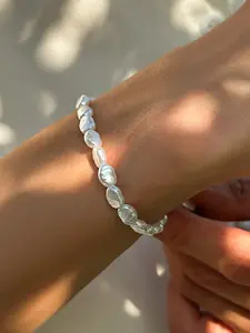 Baroque Ccb Pearl Bracelet, Trendy Fashion Accessory, Elegant Style, All Seasons Wear, Plastic Chain, No Choking Hazard, Pearl Beaded Bracelet