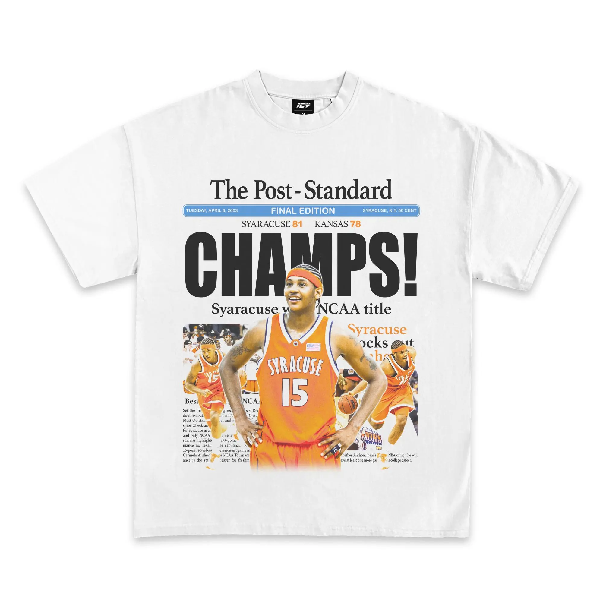CARMELO ANTHONY ICY EXCLUSIVE SYRACUSE CHAMPS T-SHIRT