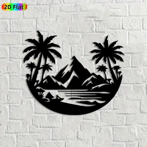 1pc Tropical Island Metal Wall Art,Tropical Island Statue Mural, Ideal Gift for New Year, Easter, Tropical Decor Enthusiasts, Weather-Resistant Metal Wall Decor Wall Sculptures, Perfect for Patio Wall & Garden Fence Tropical Decor Enthusiasts