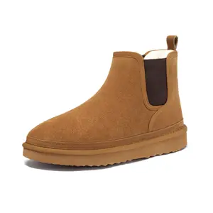 Athlefit Men's Winter Snow Boots for Men Suede Chelsea Boots Casual Warm Anti-Slip Chelsea Boots Footwear Walking Shoes Closed Bathroom