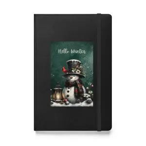 Snowman "Hello Winter" Hardcover bound notebook with inside pocket - 5 colors journal