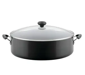 14 Inch Aluminum Nonstick Covered Family Pan - Black Cookware Glass
