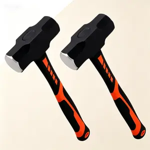 Heavy Duty Crack Hammer with Forged Steel Head, Shock-Resistant Fiberglass Handle, 2 Pack Sledge Hammer for Drilling, Reusable Impact Tool, Long-Handled Sledgehammer for Heavy Work