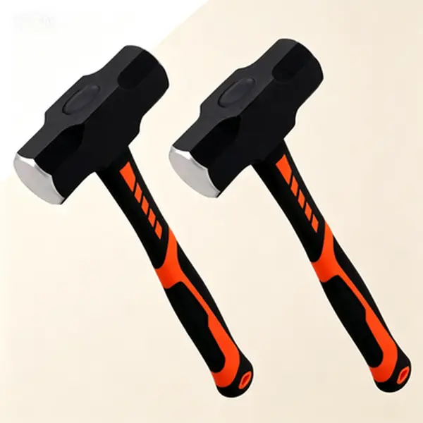 Heavy Duty Crack Hammer with Forged Steel Head, Shock-Resistant Fiberglass Handle, 2 Pack Sledge Hammer for Drilling, Reusable Impact Tool, Long-Handled Sledgehammer for Heavy Work
