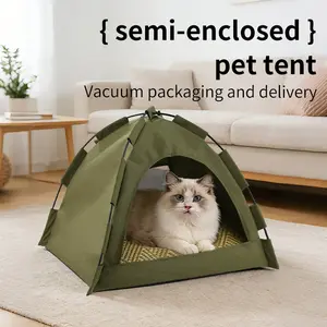 Summer Cooling Pad Outdoor Pet Nest Tent, Breathable Foldable, Simple Solid Color, No Power Needed, Easy Installation, Dual-Sided Cushion, Outside