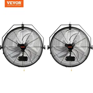 18/20/24/30-Inch Aluminum Industrial Wall Fan (2 Pack), 3-Speed IP44 Waterproof Oscillating Fan with Power Cord, Max 4000/4650/7000/9500 CFM, ETL Listed for Outdoor/Residential/Commercial Use, Black