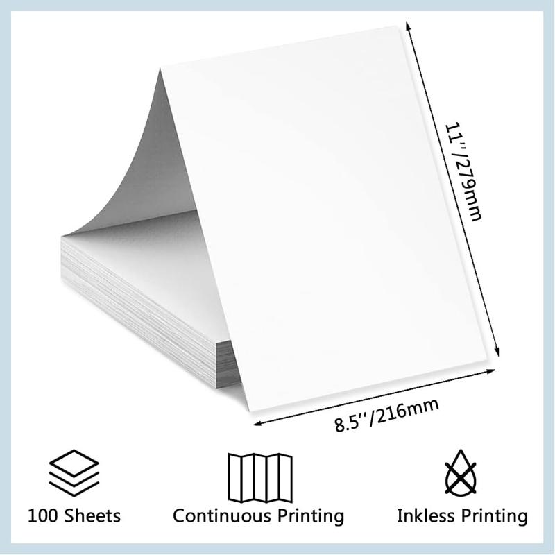 100 Sheets Thermal Printer Paper 8.5 x 11  Letter Size for Portable Printer, Continuous Folding Paper for  Printer, Compatible with A285M/ PD-A4/ M08F-Letter/ A80/ D810 Inkless Printer