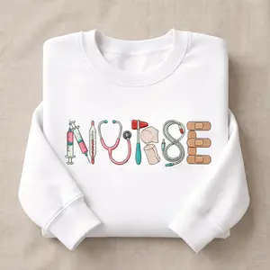 [MADE IN US] Embroidered Nurse Sweatshirt, Medical Tools Design, Healthcare Appreciation Gift